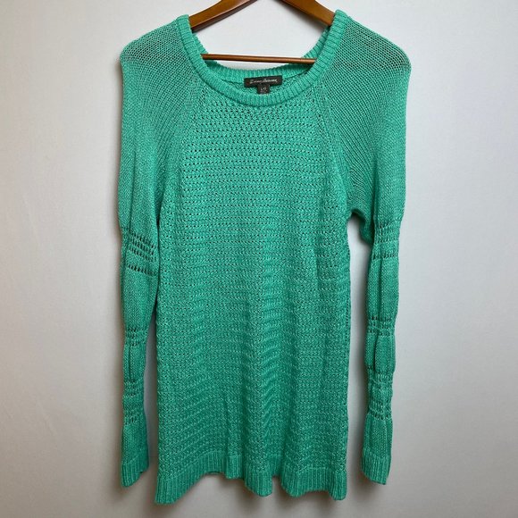 Tommy Bahama Womens Open Knit Cover-Up Sweater Size L Green Beach Pullover - Picture 1 of 6